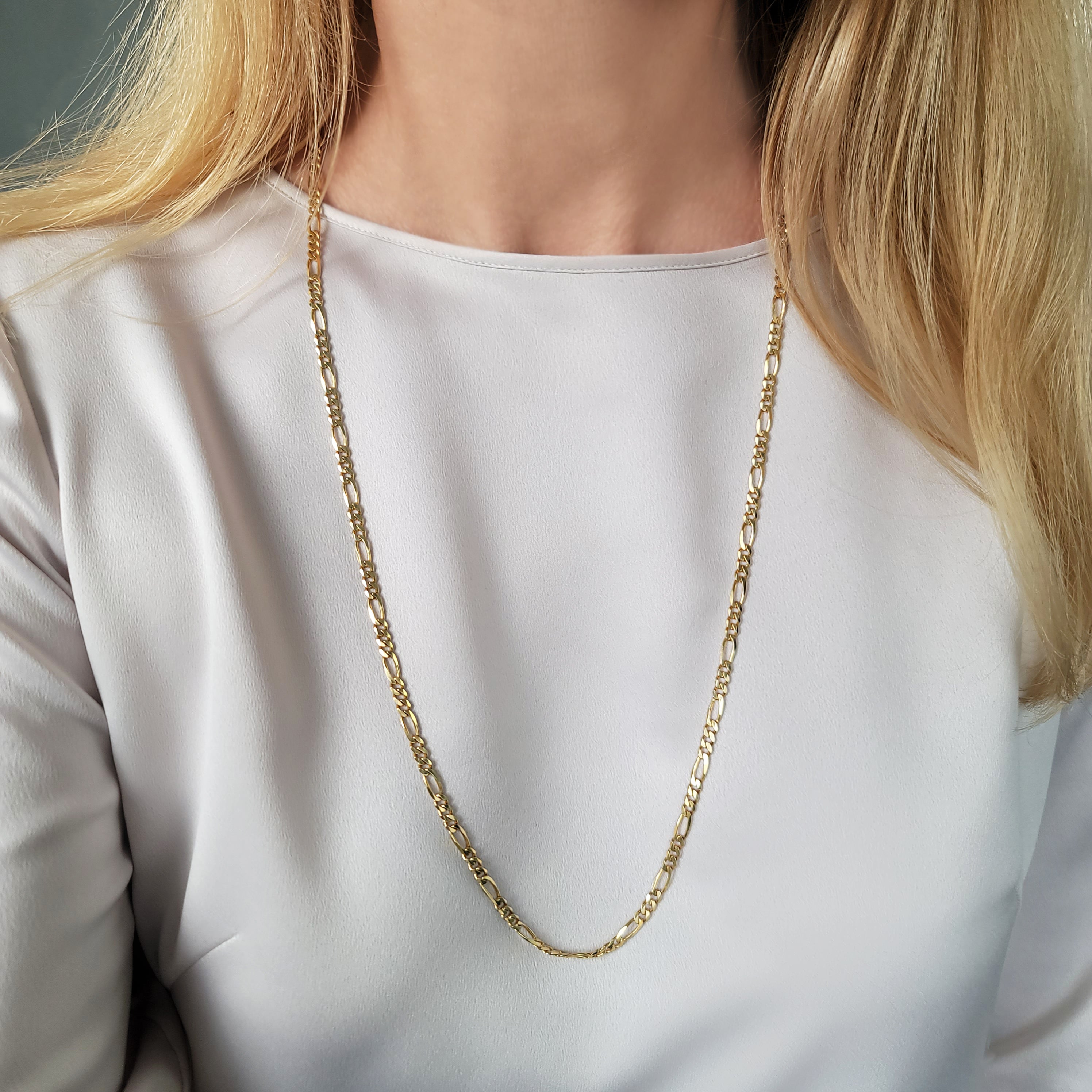 30" Figaro Chain Necklace in 14km Yellow Gold