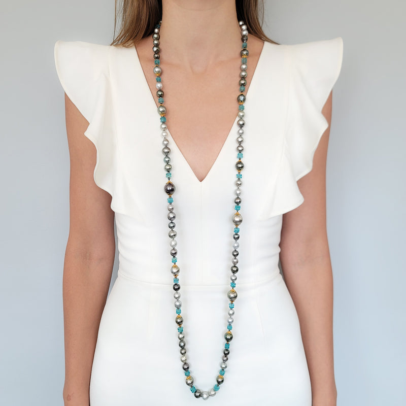 Pearl, Apatite & Diamond Necklace by Verdura