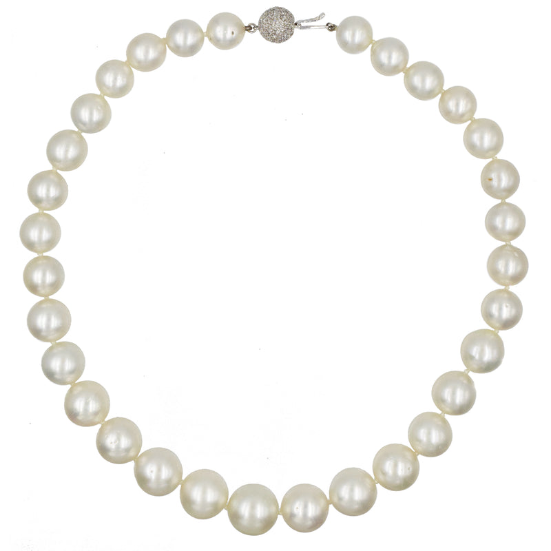 Elegant South Sea Pearl Necklace with Diamond Clasp