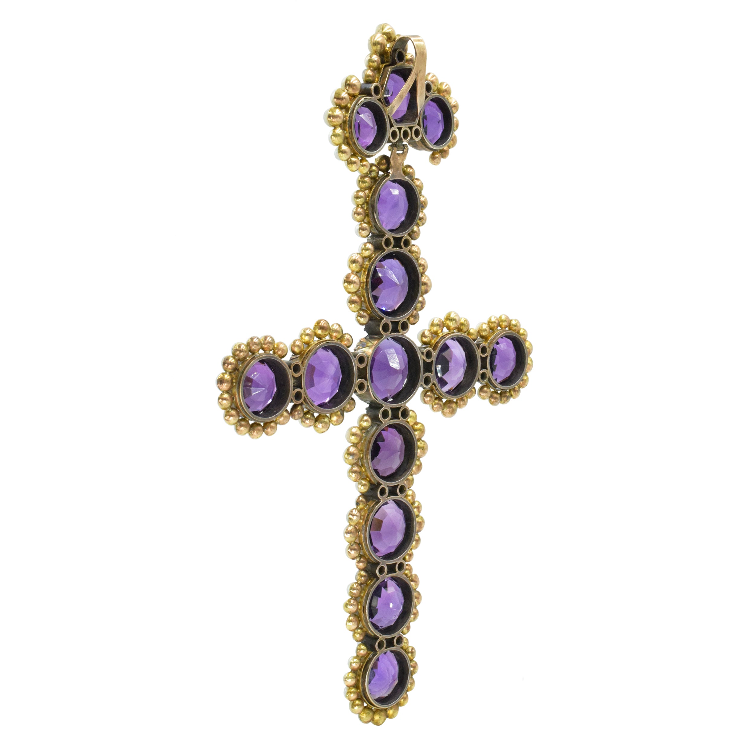 Antique Amethyst, Pearl & Diamond Cross Pendant