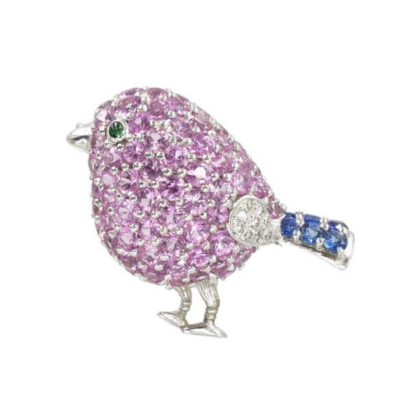 Whimsical Sapphire & Diamond Bird Brooch & Pendant