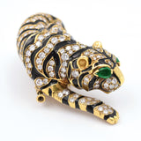 David Webb Diamond & Enamel Tiger Brooch