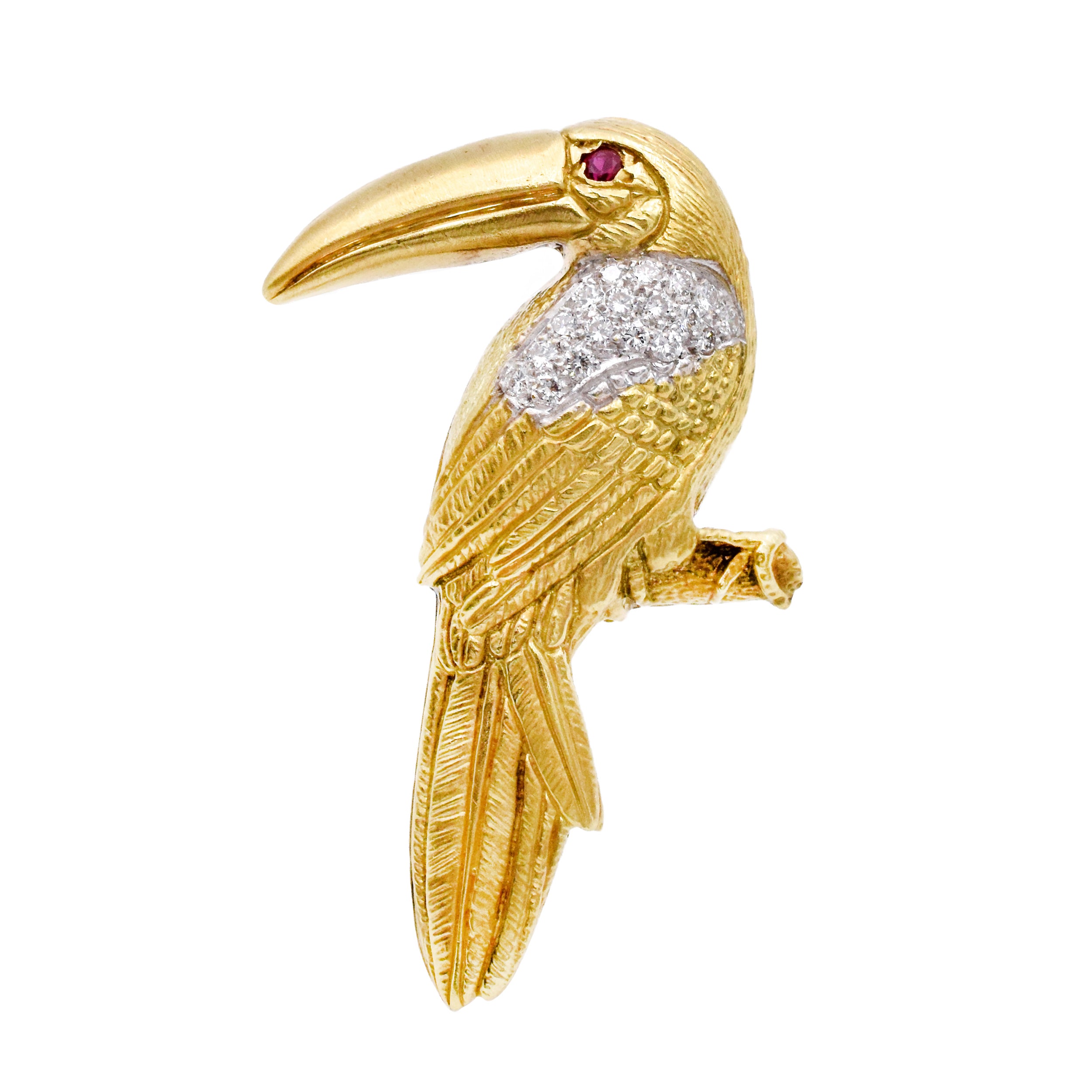 Diamond & Ruby Tucan Brooch