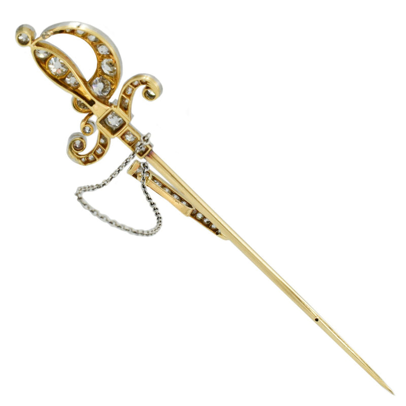 Victorian Diamond Saber Sword Lapel Pin