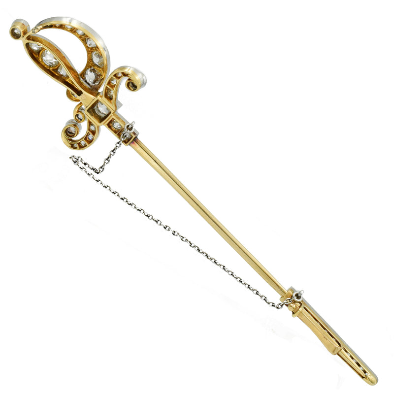 Victorian Diamond Saber Sword Lapel Pin