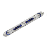 Art Deco 3ct Diamond & 1.50ct Sapphire Lapel Pin