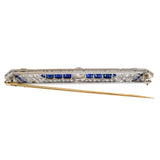 Art Deco 3ct Diamond & 1.50ct Sapphire Lapel Pin