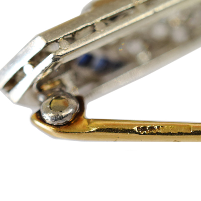 Art Deco 3ct Diamond & 1.50ct Sapphire Lapel Pin