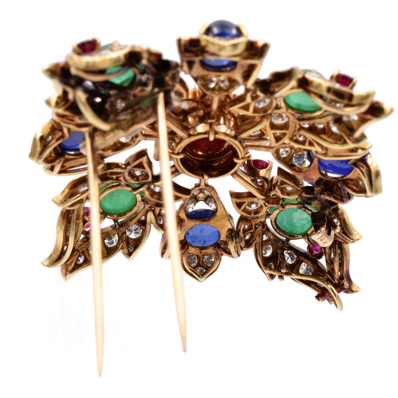 1960's Ruby, Emerald, Sapphire & Diamond Brooch & Pendant by Van Cleef & Arpels