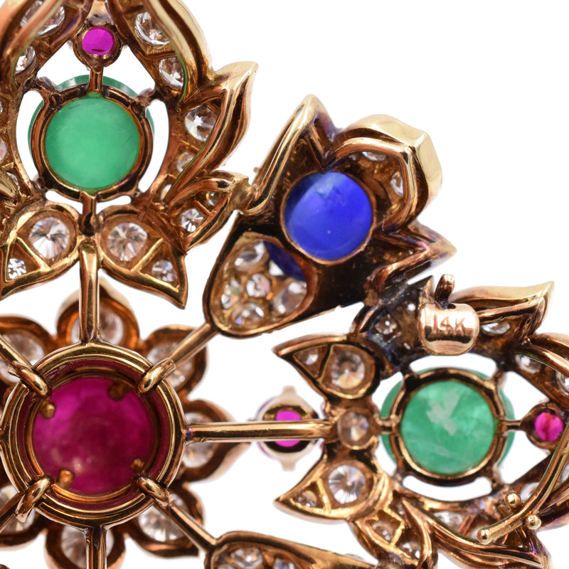 1960's Ruby, Emerald, Sapphire & Diamond Brooch & Pendant by Van Cleef & Arpels