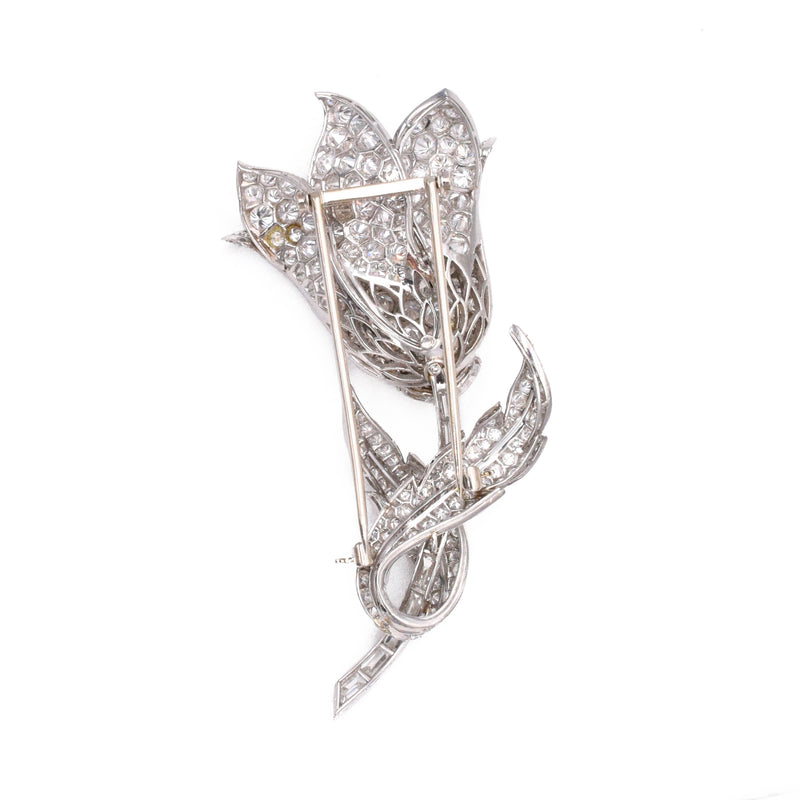1980's 17.15ct Diamond Tulip Flower Brooch in Platinum