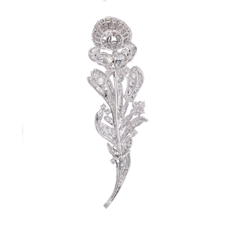 12.46ct. Diamond Flower Brooch in 18k White Gold