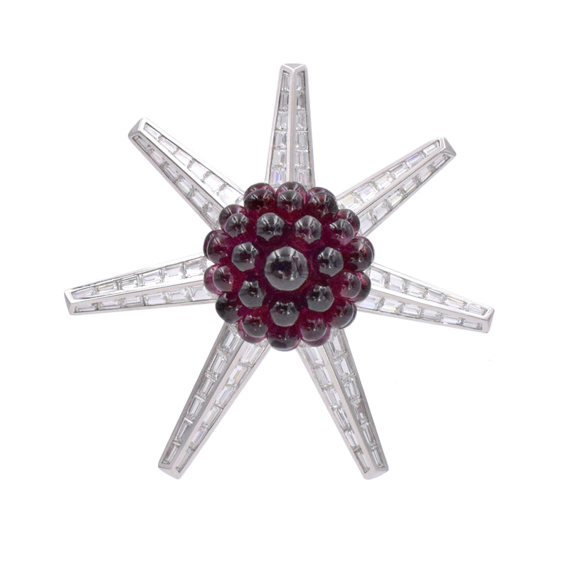 39ct Rubellite & 12.75ct Diamonds Starburst Brooch by Tiffany & Co