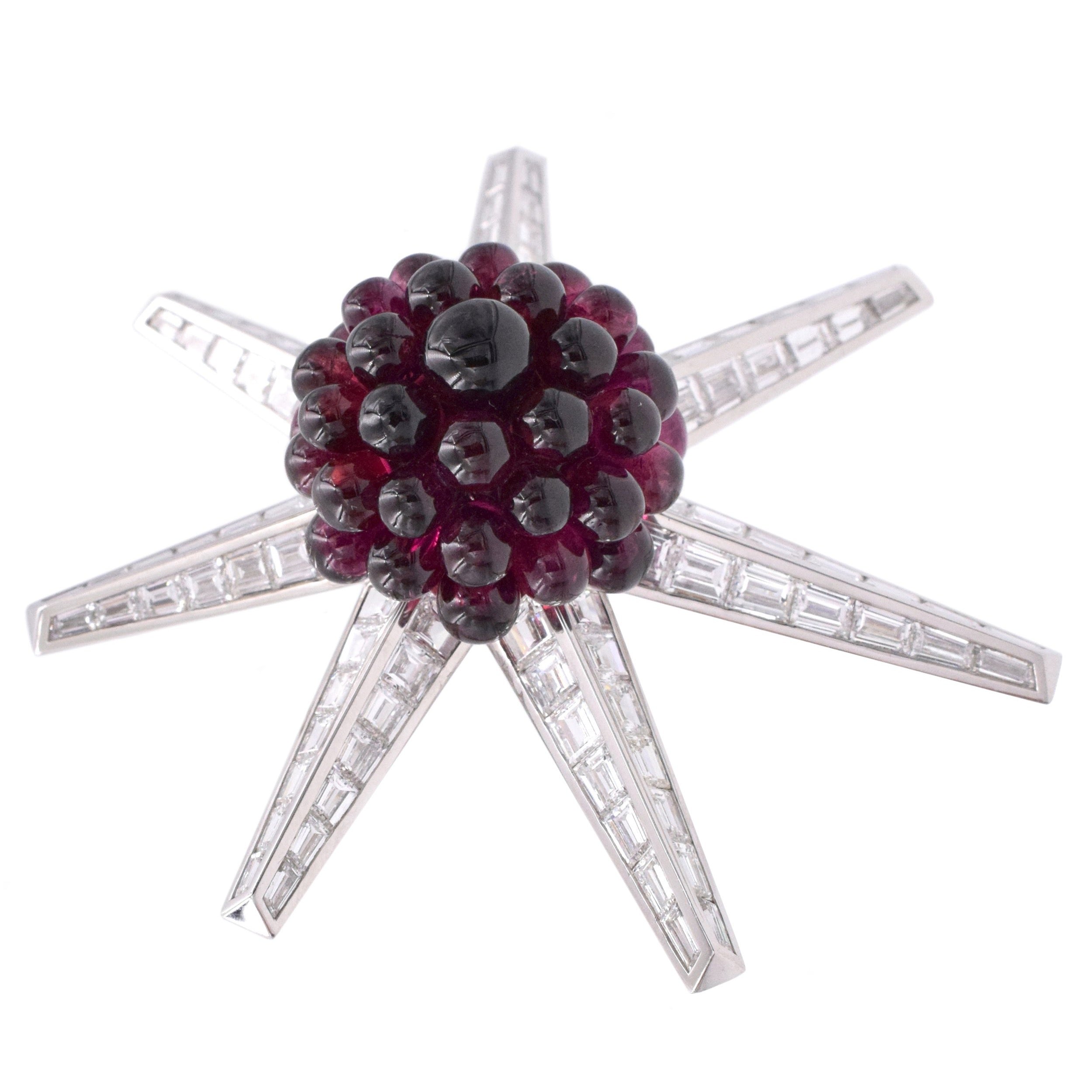 39ct Rubellite & 12.75ct Diamonds Starburst Brooch by Tiffany & Co