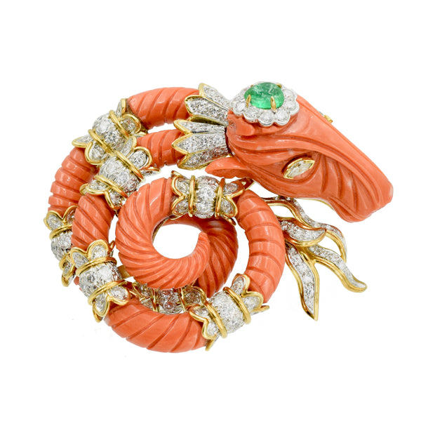Ram's Head Coral Brooch by David Webb