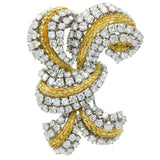1960's Diamond Bow Brooch in 18k Two-Tone Gold