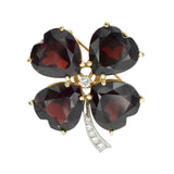 Set of Garnet, Smokey Topaz & Diamond Clover Brooches
