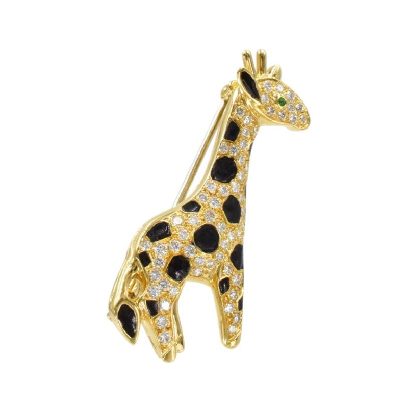 Whimsical Diamond and Enamel Giraffe Brooch by Van Cleef & Arpels