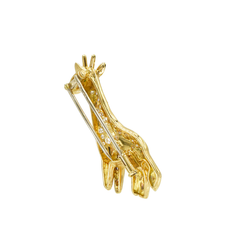 Whimsical Diamond and Enamel Giraffe Brooch by Van Cleef & Arpels