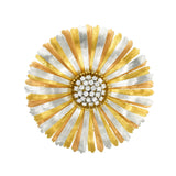 Buccellati Diamond Flower Brooch in 18k Tri-Tone Gold