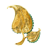 Spectacular Emerald & Diamond Leaf Brooch