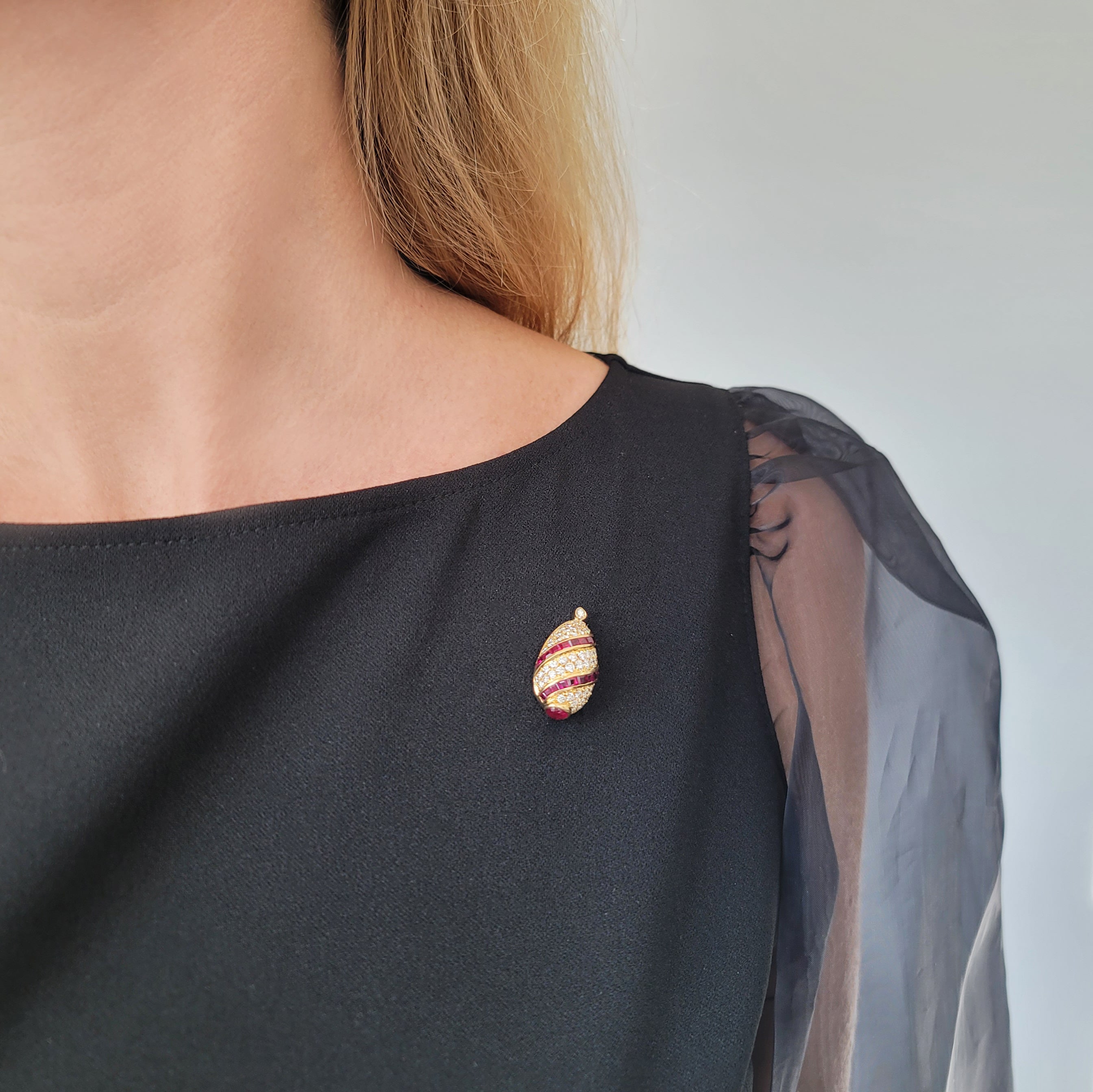 Diamond & Ruby Lapel Stick Pin