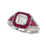 Art Deco Style Ruby & Diamond Engagement Ring