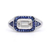 Art Deco Style Sapphire & Diamond Engagement Ring
