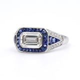 Art Deco Style Sapphire & Diamond Engagement Ring