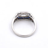Art Deco Style Sapphire & Diamond Engagement Ring
