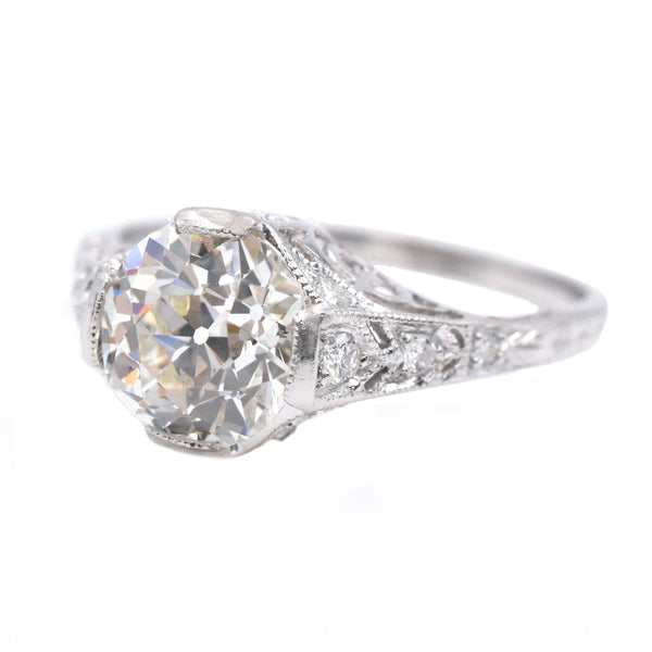 Art Deco Inspired 1.70ct Solitaire with Accents Diamond Engagement Ring