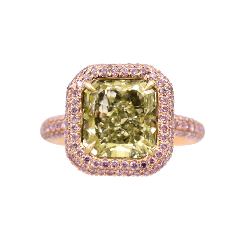 3.60ct Natural Fancy Green-Yellow Diamond Ring
