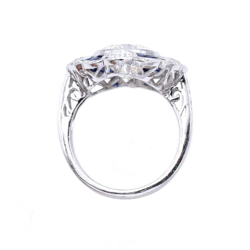 4.29ct Diamond & 1.80ct Sapphire Ring in Platinum