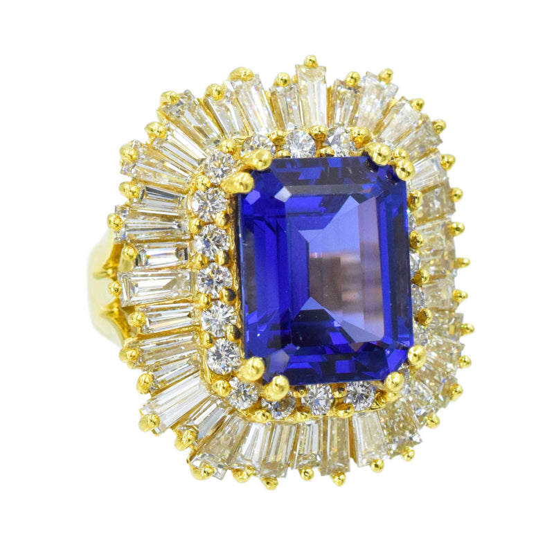 Vintage 10.93ct Tanzanite & Diamond Ballerina Cocktail Ring