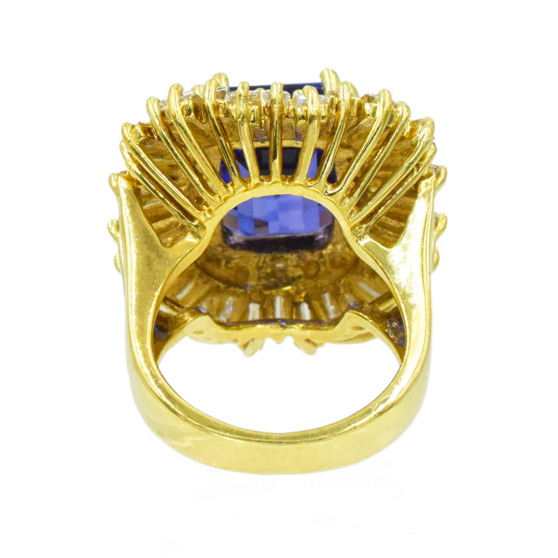 Vintage 10.93ct Tanzanite & Diamond Ballerina Cocktail Ring