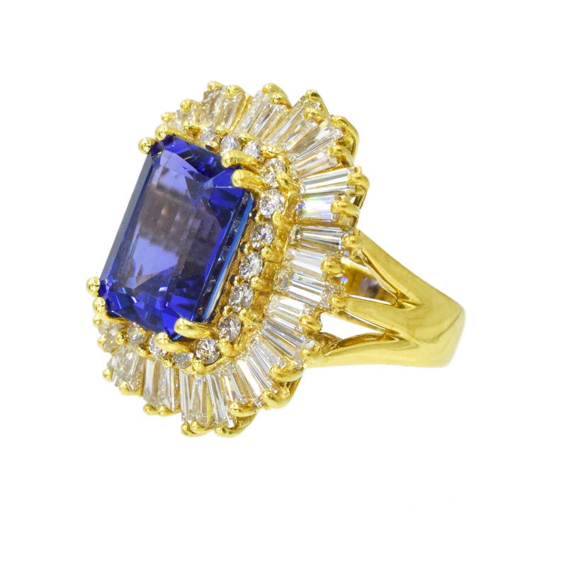 Vintage 10.93ct Tanzanite & Diamond Ballerina Cocktail Ring