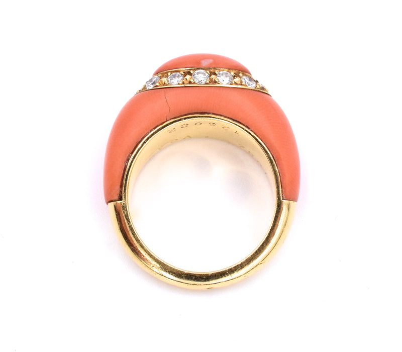 Vintage Diamond & Coral Ring by Van Cleef & Arpels