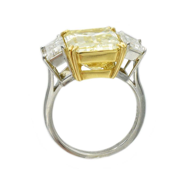 10ct Natural Fancy Yellow Emerald Cut Diamond Ring