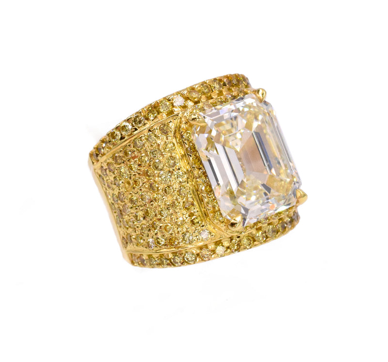 14.44ct Emerald Cut Diamond Ring in 18k Yellow Gold