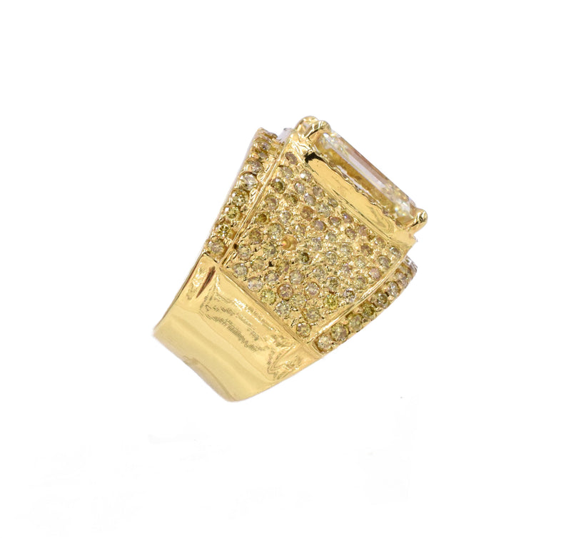 14.44ct Emerald Cut Diamond Ring in 18k Yellow Gold