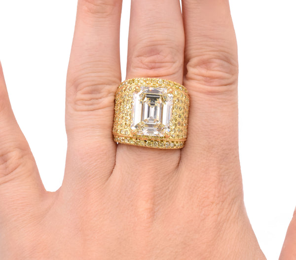 14.44ct Emerald Cut Diamond Ring in 18k Yellow Gold