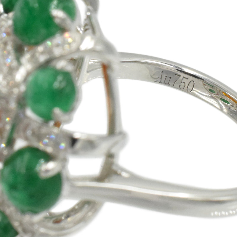 Orange Sapphire, Emerald & Diamond Ring