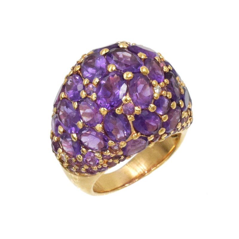 Amethyst & Diamond Cocktail Ring in 18k Rose Gold