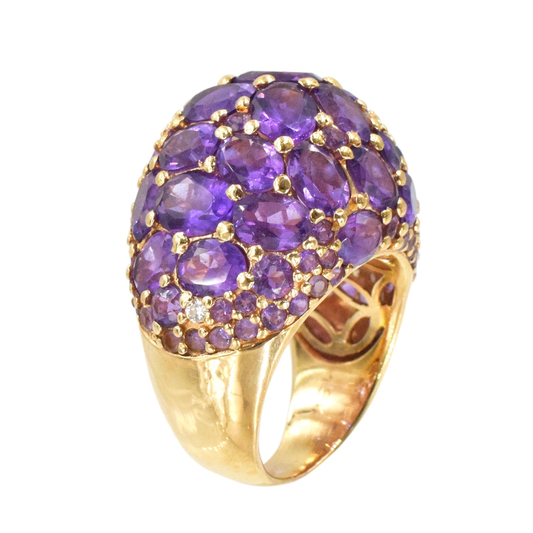 Amethyst & Diamond Cocktail Ring in 18k Rose Gold