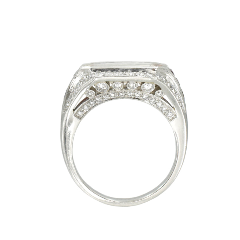 Art Deco Style 3.45ct Diamond & Ruby Ring in Platinum
