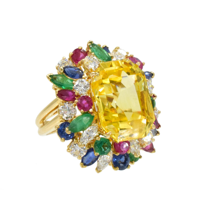 Oscar Heyman Yellow Sapphire & Diamonds Tutti Frutti Cocktail Ring