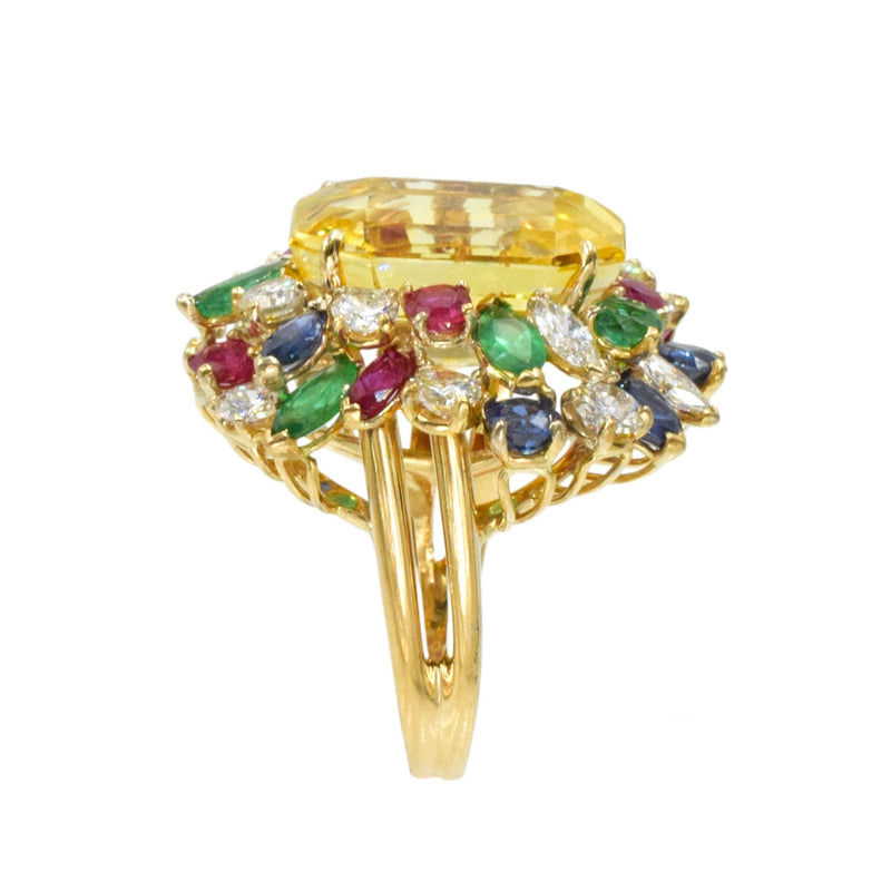Oscar Heyman Yellow Sapphire & Diamonds Tutti Frutti Cocktail Ring