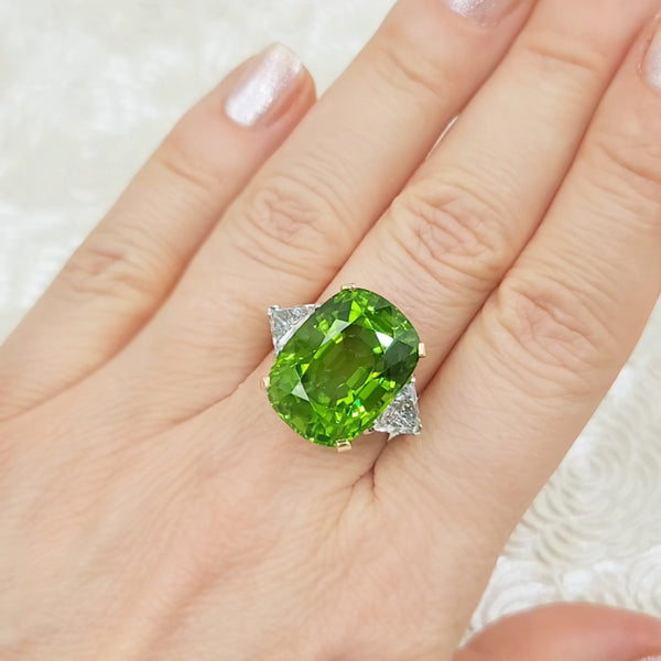 24.35ct Peridot & Diamond Ring by Carvin French