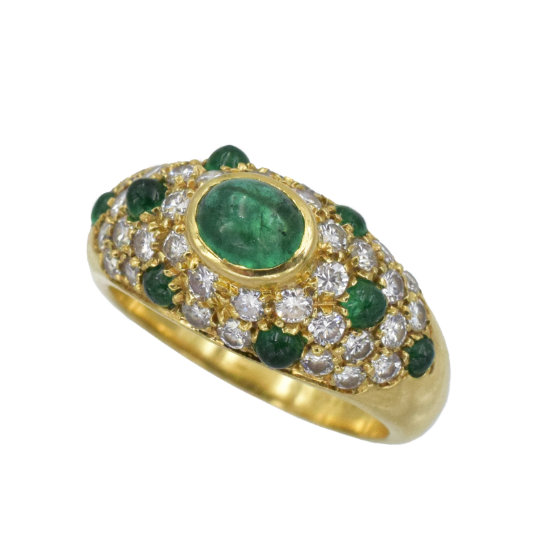 Cartier Diamond and Emerald Ring and Earrings Suite