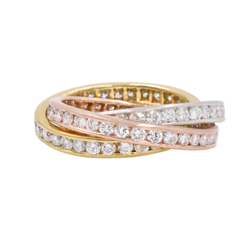 3.50ct Diamond Rolling Ring in 18k Yellow & Rose Gold and Platinum